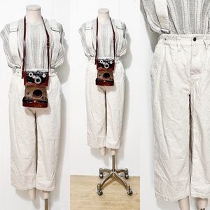 Speckled Cream Wide Leg Paper Bag Overalls | BDG